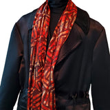 ocher and brown satin scarf for men