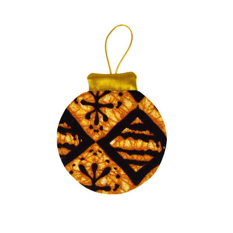 Round Christmas ornament to hang - red and ocher