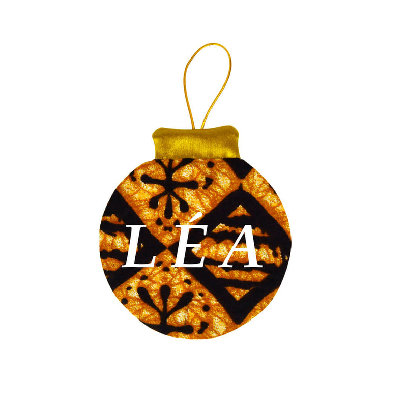 Round Christmas ornament to hang - red and ocher