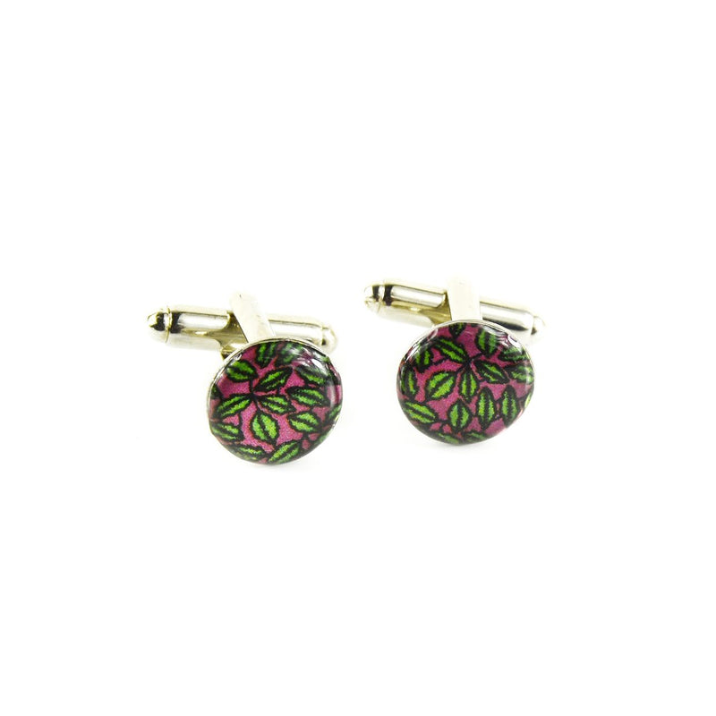 Cufflinks - Pink And Green African Print Pattern