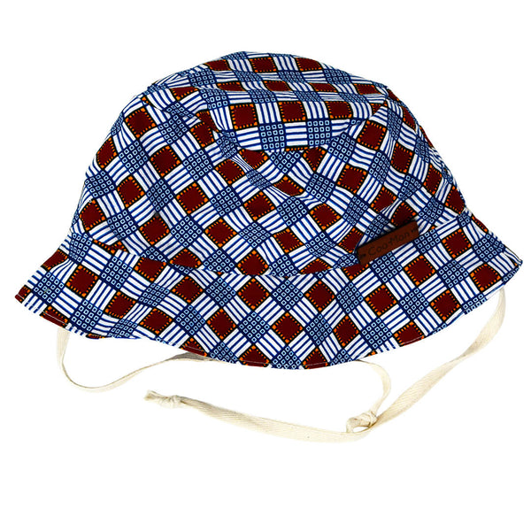 plaid blue red and striped summer sun hat for kid