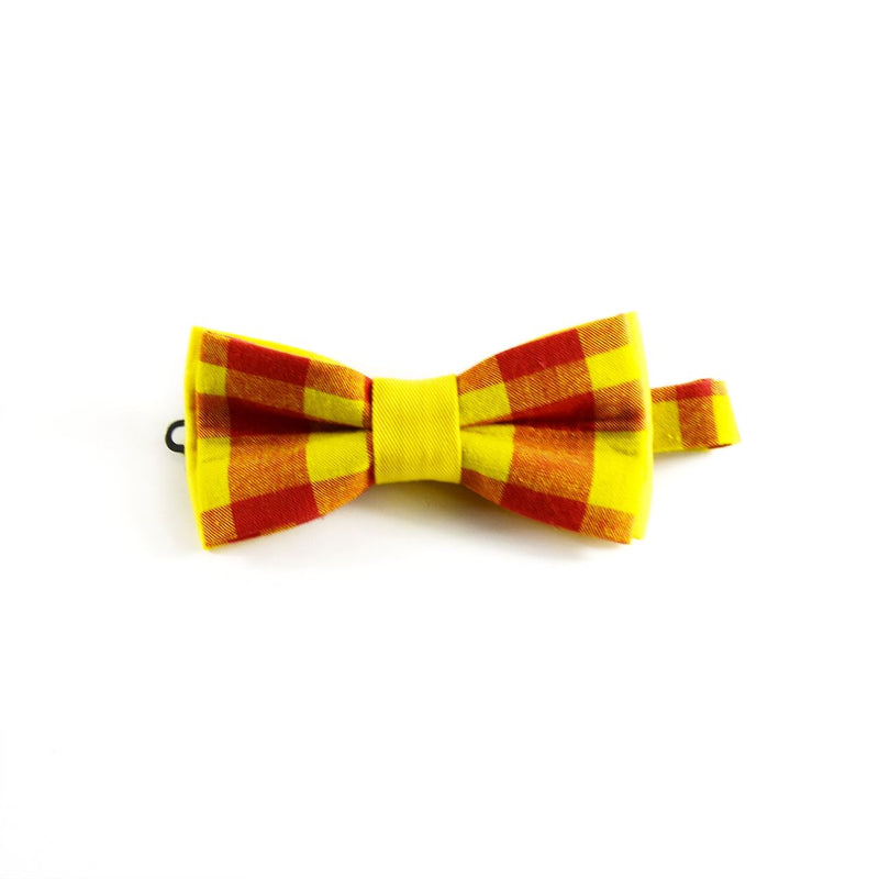 Plaid Bow Tie - Yellow Red Plaid Madras Red