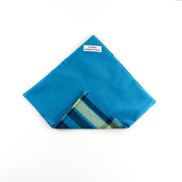 Reversible Pocket Square - Blue Plaid Madras