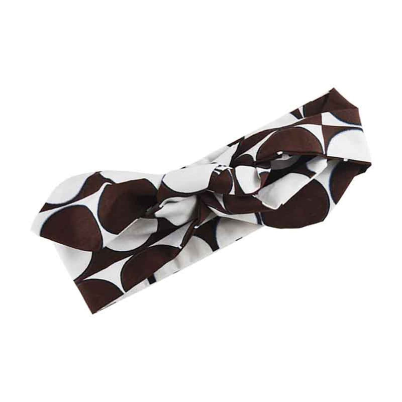 Mommy And Me Headbands - White & Brown Polka Dot African Print