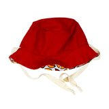 red reversible bucket hat for baby and toddlers