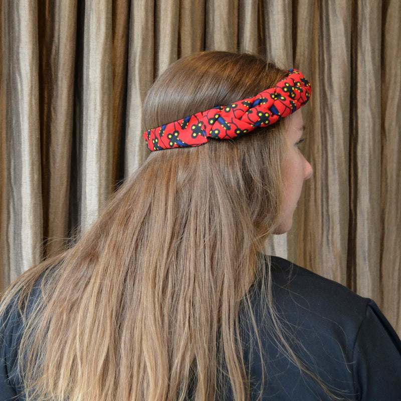 Braided headband - red and black