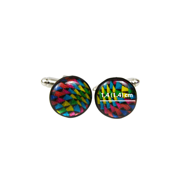 coulorful bleu, yellow, red, gree cufflinks