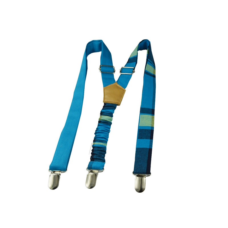 Bow Tie And Suspenders-Blue Plaid Madras