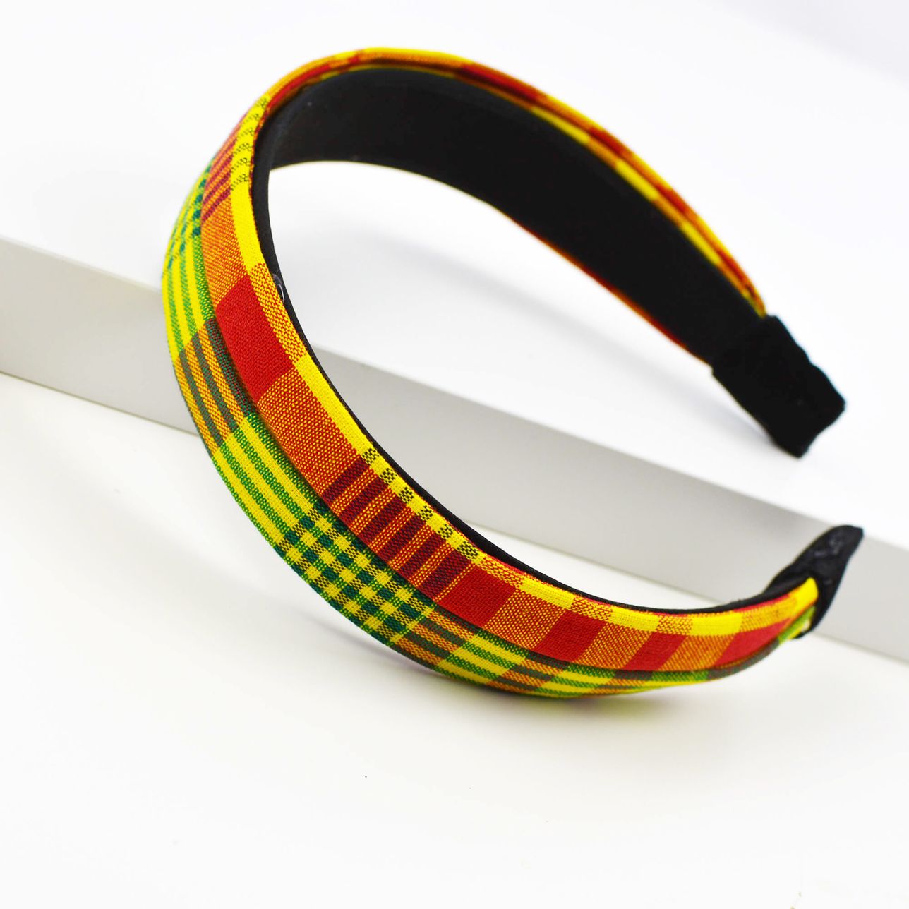 Serre-Tête À Noeud Noué - Jaune Et Rouge Madras