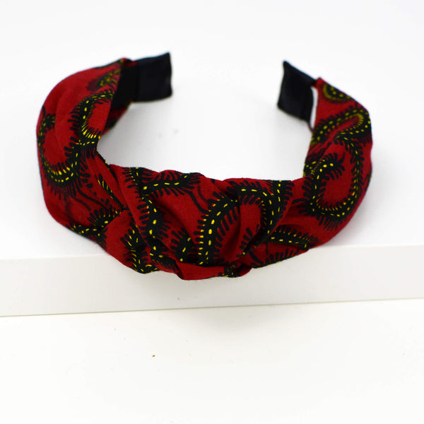 Top Knot Headband - Red And Black African Print