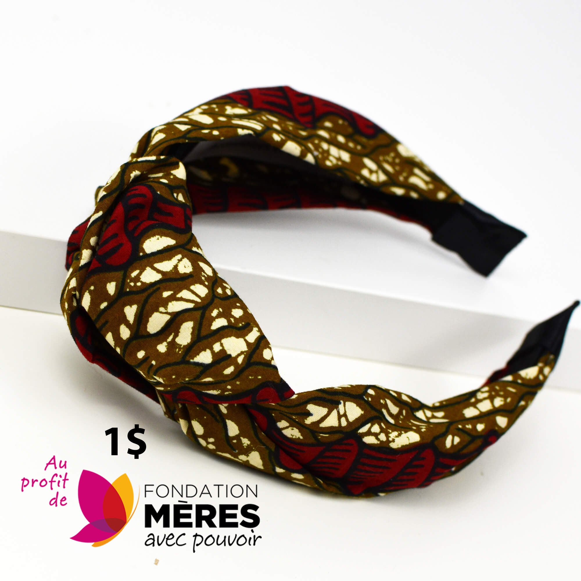 Top Knot Headband - Brown Red