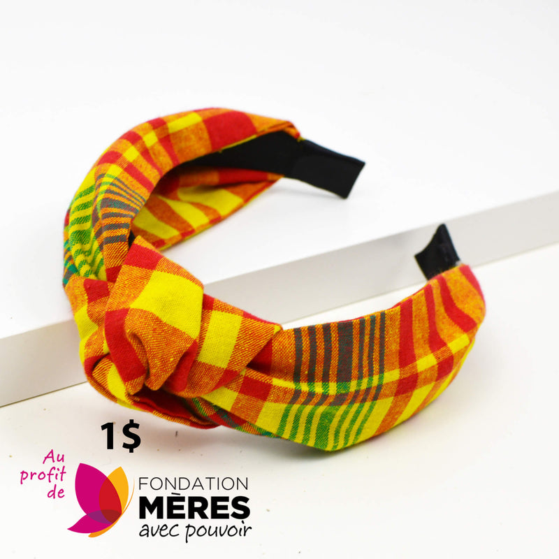 Knot Headband-Yellow And Red Plaid Madras
