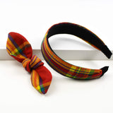 Bow Headband - Red And Yellow Plaid Madras