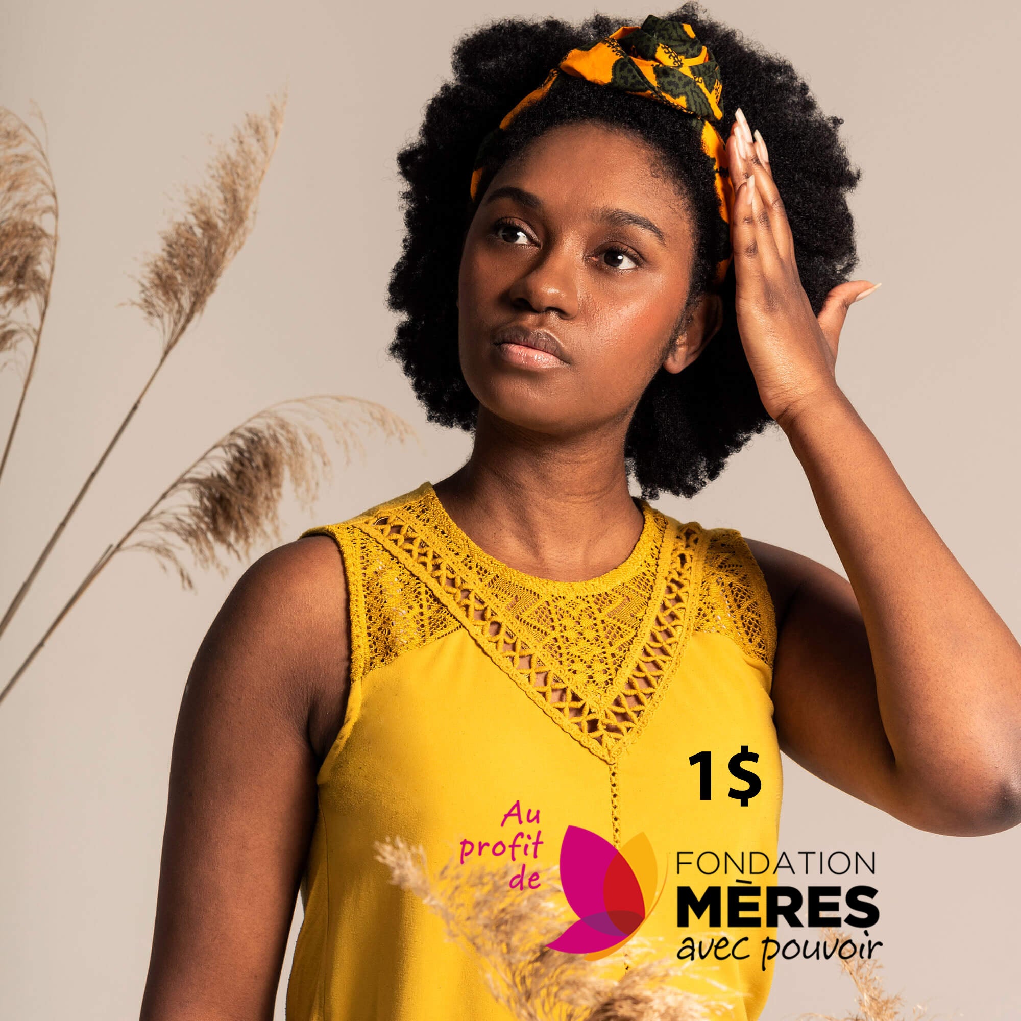 Serre-Tête Noué Appliqué Floral- Orange & Vert