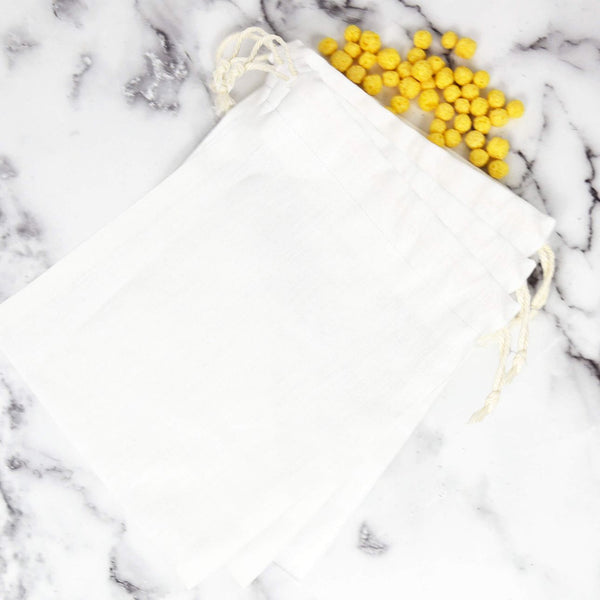 Bulk Bags - Set of 3, White Organic Linen