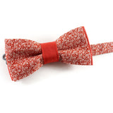Red Bow Tie-White Fine Leaves Shweshwe