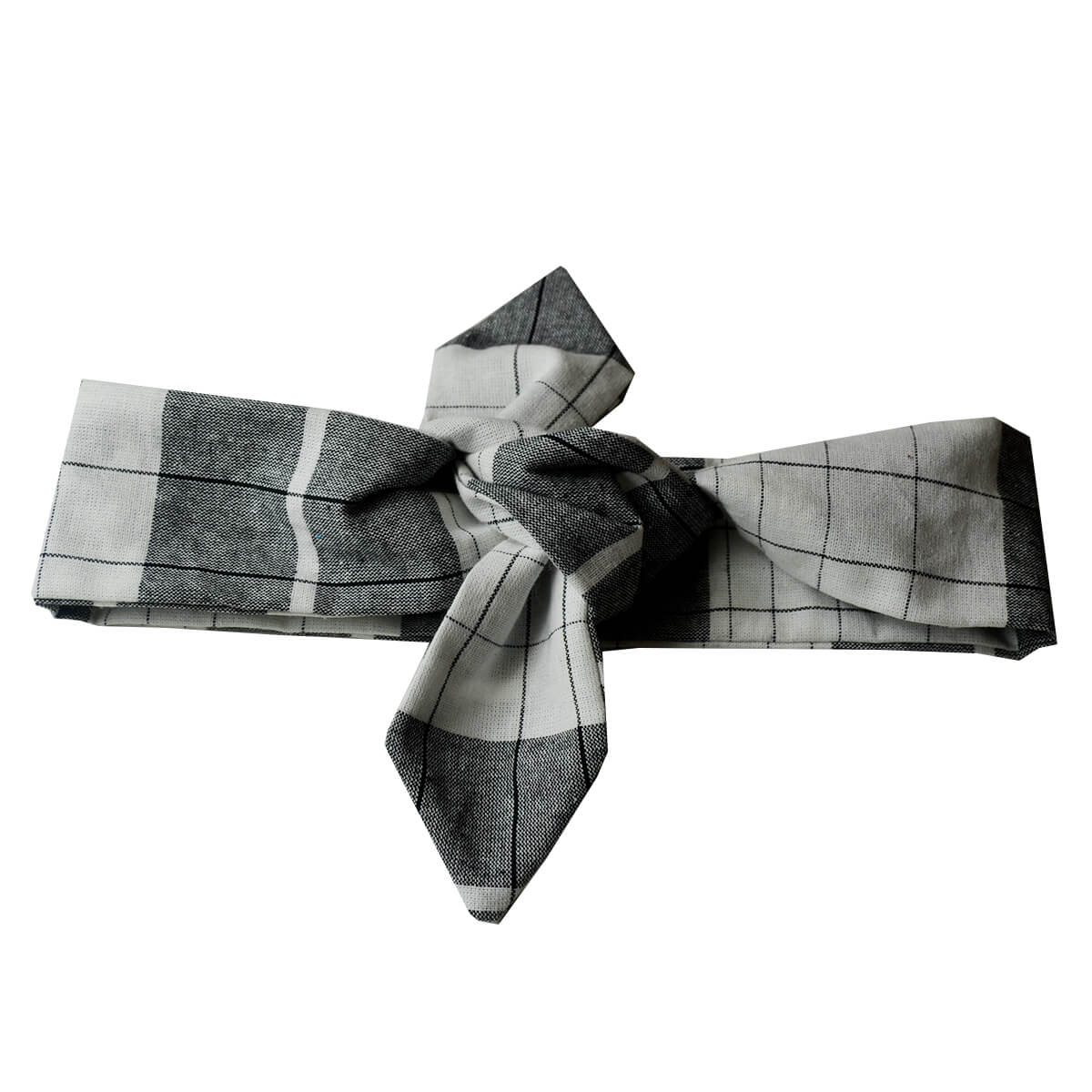 Bandeau À Nouer - Noir Et Blanc Madras
