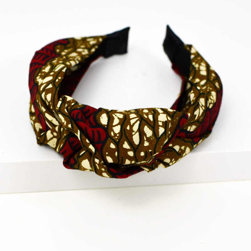 Top Knot Headband - Brown Red