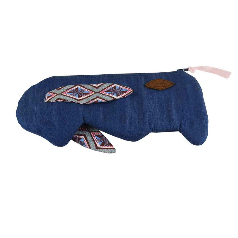 Pencil Case - Denim, Purple And Pink African Print