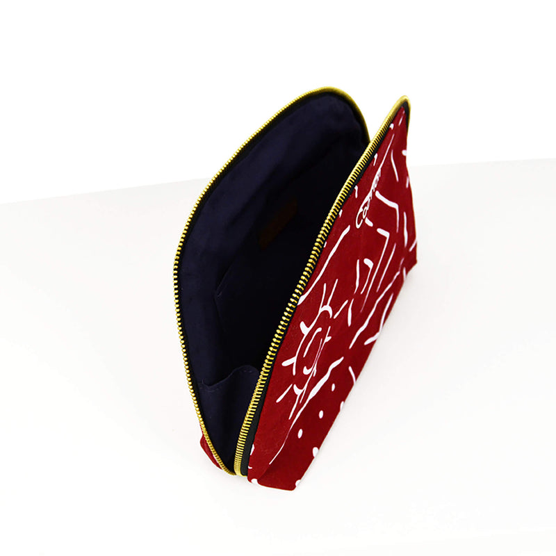 Toiletry bag, red and white - Mud cloth