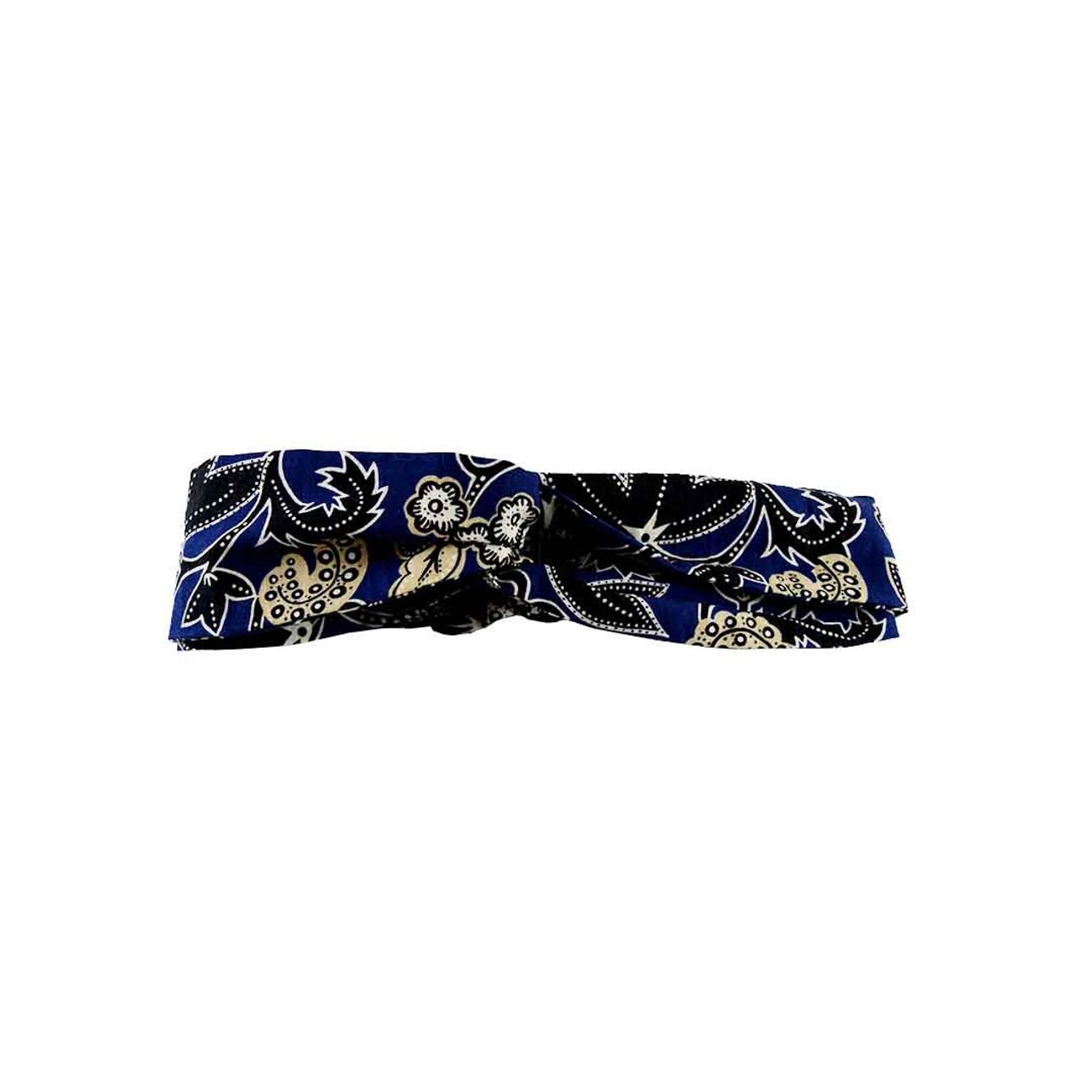 Criss Cross Headband - Navy Blue Floral Recycled Fabric