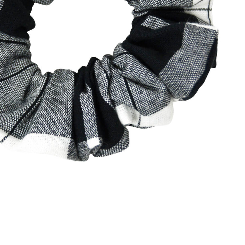 white black and gray plaid Madras scrunchie, hair elastic