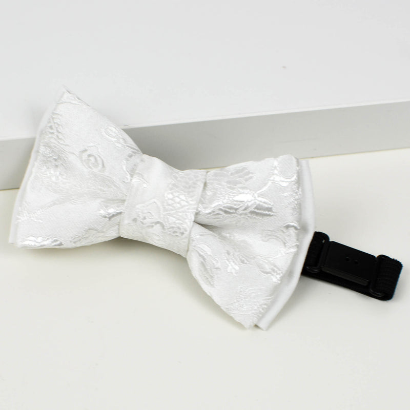 white baby boy toddler pre-tied bow tie