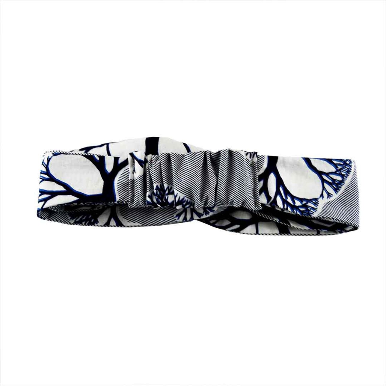 Bandeau Torsadé - Blanc Rayure Bleu Marine Pagne Wax