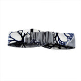 Top Knot Headwrap - white with navy blue stripes African Print