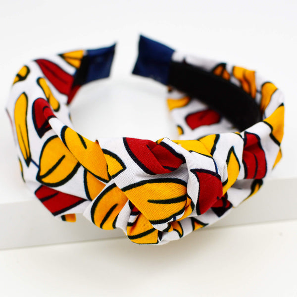 Knot Headband - White, Yellow & Red Leaves