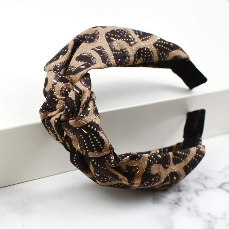 knot Headband - Brown Glitter African Print