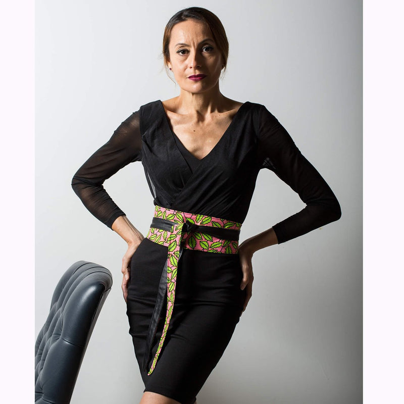 Ceinture Enveloppante Rose Vert Pagne Wax Coo-Mon