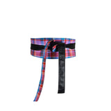 Reversible Obi Belt - Pink And Blue Madras & Faux Leather