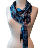 women blue gray silk satin scarf