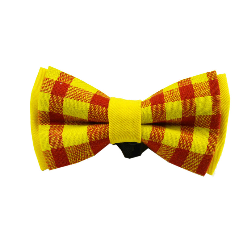 Boy Bow Tie And Suspenders - Yellow & Red Plaid Madras