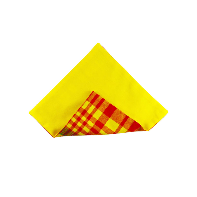 Reversible Pocket Square - Red & Yellow Plaid Madras